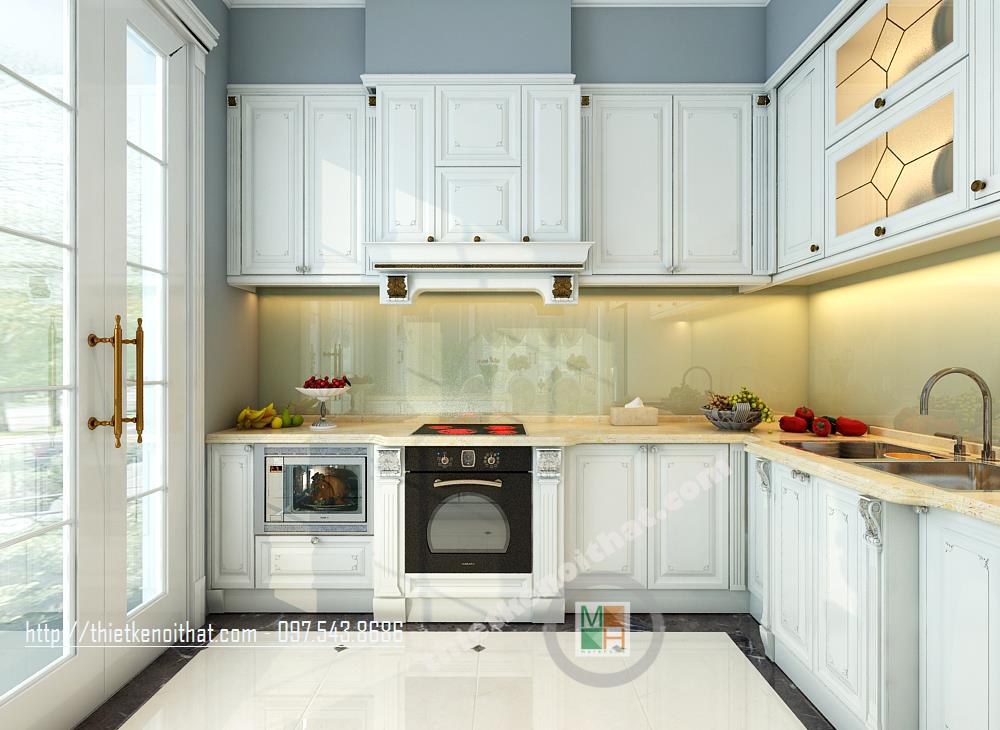  Kính ốp bếp màu vàng tại biệt thự Vinhome